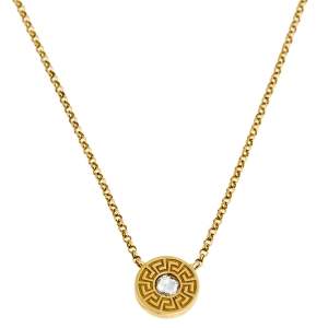 Versace Greca Diamond 18k Yellow Gold Chain Necklace
