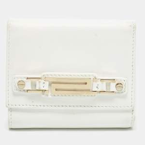 Versace White Leather Trifold Compact Wallet