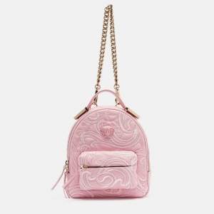 Versace Pink Embroidered Baroque Leather Mini Palazzo Backpack