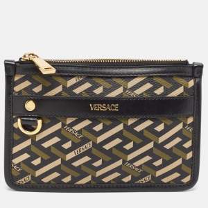 Versace Multicolor Coated Canvas and Leather La Greca Clutch