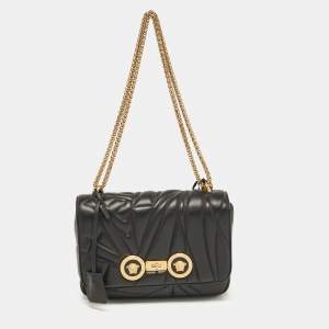 Versace Black Quilted Leather Icon Shoulder Bag