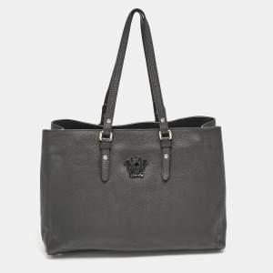 Versace Black Leather La Medusa Tote