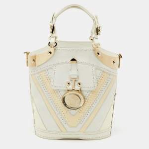 Versace White/Cream Leather Vintage Donatella Tote