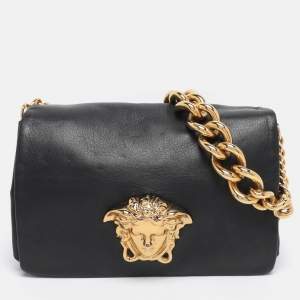 Pre Owned Versace Black Leather Palazzo Sultan Shoulder Bag
