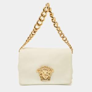 Pre Owned Versace White Leather Medusa Sultan Shoulder Bag