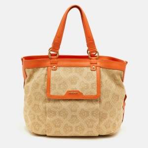 مملوكة مسبقًا Versace Medusa Beige Canvas and Leather Tote
