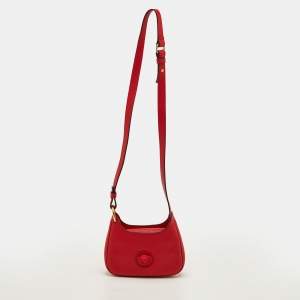 Pre Owned Versace Medusa Red Leather Crossbody Bag