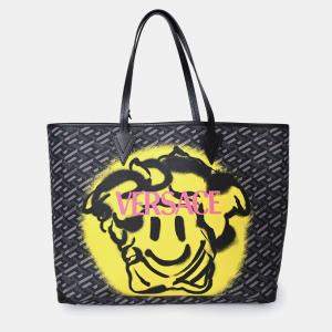 Pre Owned حقيبة توتس فيرساتشي قماش لا جريكا رمادي ميدوسا مبتسم مع كيس