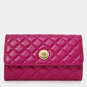 Pre Owned محفظة فرساتشي ميدوسا جلد وردية على سلسلة