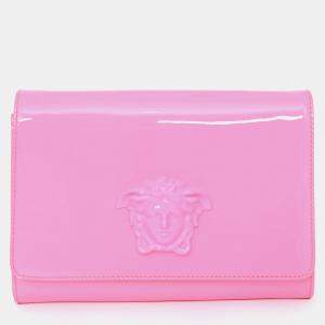 مملوكة مسبقًا حقيبة كلتش فيرساتشي ميدوسا جلد لامع وردي فاتح بسلسلة