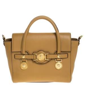 Versace Brown Leather Medusa Medallion Tote