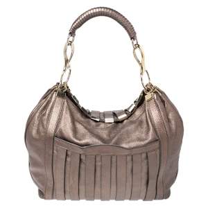 Versace Metallic Striped Leather Hobo