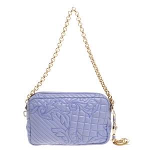 Versace Lilac Leather Embroidered Vanitas Shoulder bag