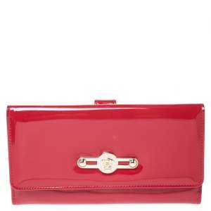 Versace Red Patent Leather Icon Continental Wallet