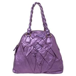 Pre Owned Valentino Purple Leather Woven Couture Satchel 