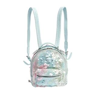 Versace Light Blue Suede and Leather Embellished Sequin Palazzo Medusa Backpack