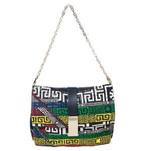Versace Multicolor Quilted Leather Greek Crossbody Bag