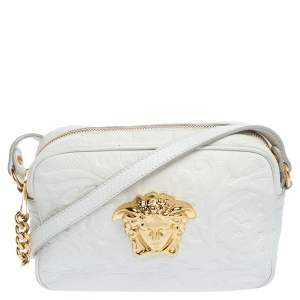 Versace White Leather Palazzo Medusa Camera Crossbody Bag