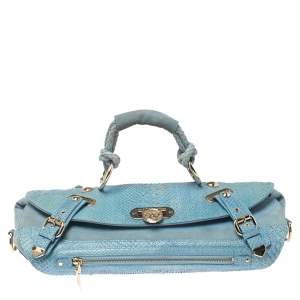 Pre Owned Versace Blue Python and Suede Canyon Top Handle Bag