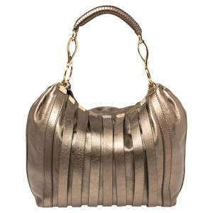 Versace Metallic Leather Stripped Hobo
