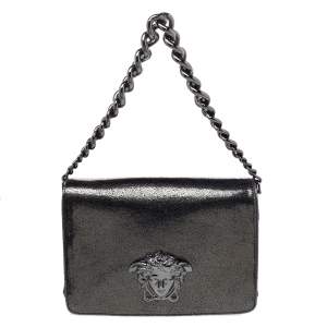 Pre Owned Versace Black Leather Medusa Palazzo Sultan Shoulder Bag