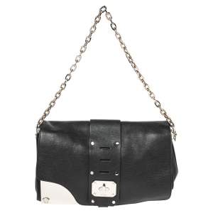 Pre Owned Versace Black Leather Stardust Shoulder Bag
