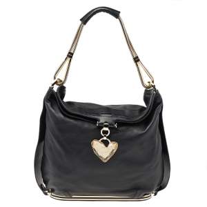 Pre Owned Versace Black Leather Shoulder Bag