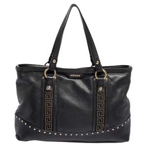Versace Black Leather Studded Tote