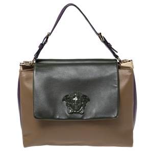 Versace Multicolor Leather Medusa Flap Top Handle Bag
