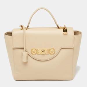 Versace Beige Leather Medusa Top Handle Bag