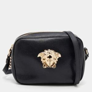 Pre Owned Versace Black Leather Palazzo Medusa Camera Crossbody Bag