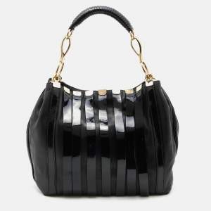 Versace Black Patent and Leather Hobo