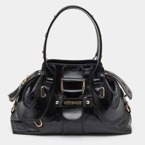 Pre Owned Versace Black Patent Leather Satchel  