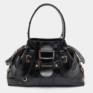 Versace Black Patent Leather Satchel  