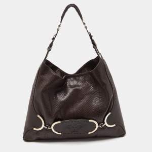 Versace Brown Python and Leather Hobo
