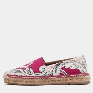 Versace Multicolor Canvas Espadrille Flats Size 37