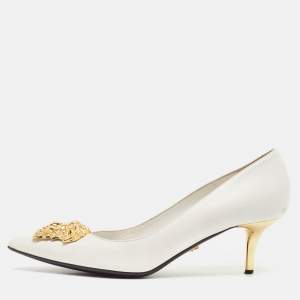Versace White Leather Medusa Pumps Size 39