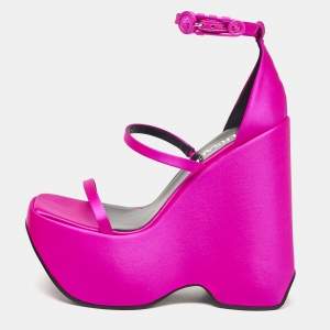 Versace Pink Satin Triplatform Sandals Size 36