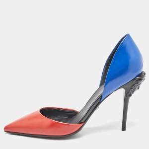 Versace Blue/Red Leather Medusa Heel Pumps Size 39