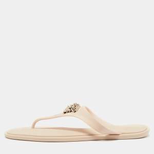 Versace Cream Rubber Medusa Flat Slides Size 38.5