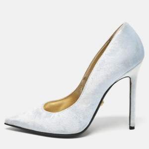 Versace Blue Velvet Pointed Toe  Pumps Size 39.5