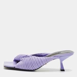 Versace Purple Pleated Leather Plisse Slide Sandals Size 37