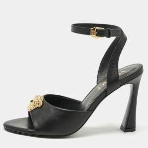 Versace Black Leather Medusa Ankle Strap Sandals Size 35