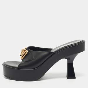 Versace Black Leather Medusa Biggie Mules Size 37