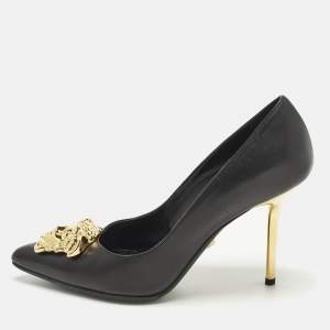 Pre Owned Versace La Medusa Size 36 Black Leather Pumps