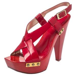 Versace Red Patent Leather Platform Sandals Size 35