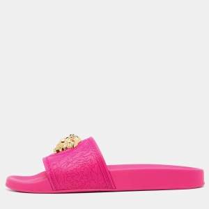 Versace Fuchsia Rubber Palazzo Pool Slides Size 41