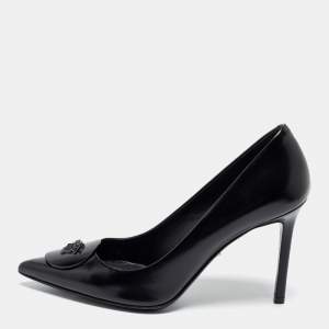 Pre Owned Versace Black Patent Leather Medusa  Pumps Size 37