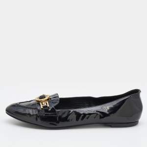 Versace Black Patent Leather Medusa Ballet Flats Size 39