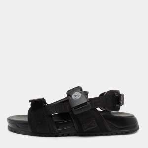 Versace Black Canvas and Leather Slingback  Sandals Size 39